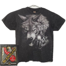 3D Emblem Large T Shirt Wolf Motorcycle Biker Graphics Single Stitch VTG... - £77.51 GBP