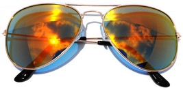  Aviator Non - Polarized Full Mirror Lens Metal Frame Gold Sunglasses  - £6.42 GBP