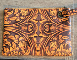 Tooled Leather Look Clutch Wristlet Purse - $461.33 MXN