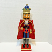 Vintage Christmas Nutcracker King With Cape Wooden Painted Missing Sceptor 15&quot; - £17.27 GBP