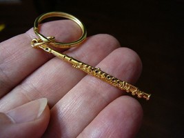 (M214-D) Open hole Flute KEYCHAIN key chain ring 24k gold plated JEWELRY - £16.79 GBP