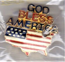 God Bless America USA Map Stars Stripes Flag Pattern Enamel Patriotic Pin Brooch - £6.91 GBP