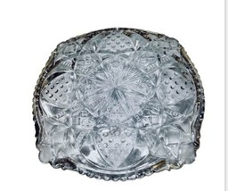 Gold Sawtooth Trim Clear Starburst Dots Glass Candy Serving Dish Arch - $19.27