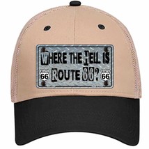 Where The Hell Is Route 66 Novelty Khaki Mesh License Plate Hat - £21.67 GBP