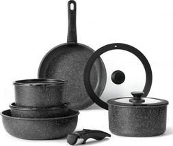 CAROTE 11pcs Nonstick Cookware Set With Detachable Handle, - £142.68 GBP