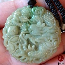 Chinese Green Dragon jade pendant necklace - £15.71 GBP