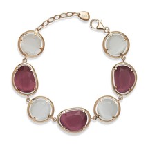 Sterling Silver Rose and White Cat’s Eye Bracelet - Rose Gold Plated - £216.38 GBP
