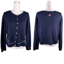 Northern Reflections Sweater Cardigan Large Navy Pink Floral - £31.17 GBP