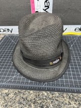 Blac Label 1968 Short Brim Gangster Hat Size 7.5-8 Black Preowned - £15.92 GBP