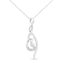 Espira 10K White Gold 1/10 cttw Diamond Swirl Pendant Necklace (I-J, I1-I2) - $325.00