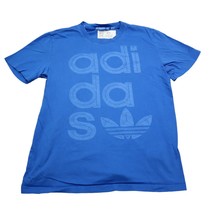 Adidas Shirt Mens L Blue Crew Neck Short Sleeve Logo Print Pullover Tee - £12.27 GBP