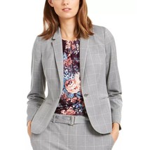 NWOT Calvin Klein Womens Size 6 Gray Windowpane One-Button Blazer Jacket... - $29.39