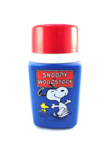 Snoopy Thermos with Woodstock Peanuts Vintage Plastic Drinking Container, 1965 - £18.82 GBP