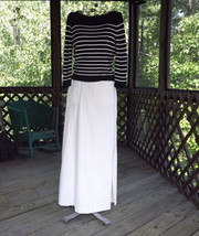 vintage women Long White Corduroy Skirt with Pockets, Floor Length Skirt - $42.00