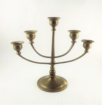 Vintage Menorah Hanukkah Menorah 5 Brass Chanuk Candle Holder, Jerusalem... - £28.77 GBP