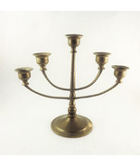 Vintage Menorah Hanukkah Menorah 5 Brass Chanuk Candle Holder, Jerusalem... - £28.67 GBP