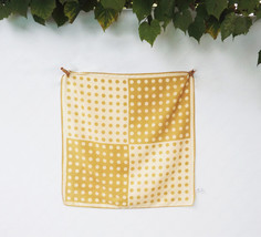 Vintage Polka Dot Scarf, Womens Vera Scarf, Gold and Beige Scarf, Square, Made i - £15.71 GBP