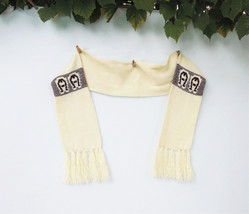 Vintage 1970&#39;s Knitted Long Winter Preppy Scarf with Fringe, Designer Ai... - £25.57 GBP