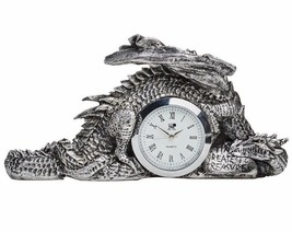 Dragonlore Time Treasure Dragon Stone Resin Desk Mantle Clock Alchemy Gothic V46 - £23.94 GBP