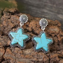 Artificial Turquoise Alloy Star Earrings - $20.95