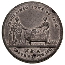 1831 Great Britain William &amp; Adelaide Coronation Brass Medal B399 Very Fine - $49.50