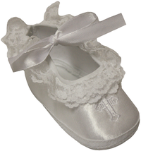 Infant Baby christening baptism Satin Shoes Size 0-3 Months /crib Shoes/... - $190.20 MXN