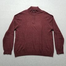 Perry Ellis Sweater Mens XL Red Pullover Mock Neck Zip Cotton - $341.38 MXN