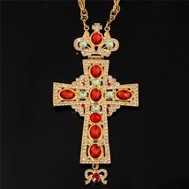 Orthodox Pectoral Cross Byzantine Religious Icon Crucifix Necklace Christian - £30.43 GBP