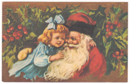 Vtg Postcard-Santa Clause w Girl-Oldtime Ecology Christmas-Stamp~Xmas1 - $9.50