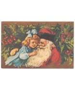 Vtg Postcard-Santa Clause w Girl-Oldtime Ecology Christmas-Stamp~Xmas1 - $9.50