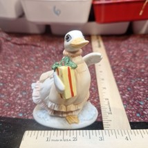 Ceramic Goose Or Duck Holding A Christmas Present With Holly - £9.68 GBP