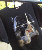 Star Wars cartoon black fruit of the loom shirt sleeve t-shirt XL  - £15.92 GBP