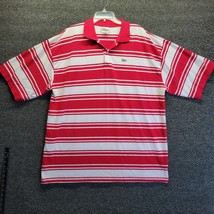 Vtg Red White Stripe Lacoste Short Sleeve Polo Shirt Men&#39;s Sz 3XL (Sz estimated) - £19.02 GBP