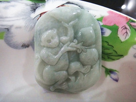 FREE shipping - Amulet Natural green jadeite jade carved  Monkey charm Pendant - £29.90 GBP