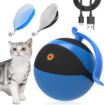 Cat Toy, Automatic Moving Ball Bundle Feather Kitten Interactive Toys (Blue) - £13.21 GBP