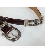 Brighton Brown Leather Belt Western 22309 Engraved Buckle and Links Size... - $289.40 MXN