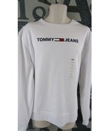 New Tommy Hilfiger Tommy Jeans Logo White Sweatshirt Cotton Blend Stretch $69.50 - £30.66 GBP
