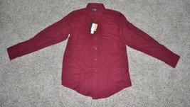 Mens Shirt Croft &amp; Barrow Red Herringbone Long Sleeve Button Up Sport $40-sz S - £10.28 GBP