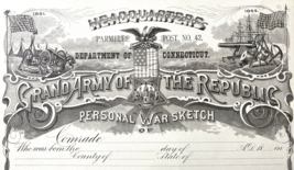Civil War Veteran GAR Connecticut Parmelee Post Grand Army War Sketch - £38.93 GBP
