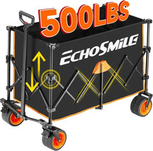 Foldable Wagon Cart – Heavy-duty Metal Frame Black and Orange for any Ad... - $224.67