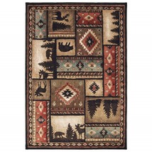 HomeRoots 388864 5 x 7 ft. Black &amp; Brown Nature Lodge Area Rug - £165.14 GBP