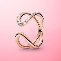 New Fashion 925 Sterling Silver Wrapped Open Infinity Ring For Women Original 92 - £14.01 GBP