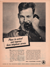 1945 Bell Telephone System Plans To Extend Farm Telephone Service print ... - $13.30