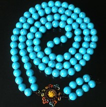 Free Shipping - 8.5 mm Tibetan natural Turquoise meditation yoga 108 Prayer Bead - £20.53 GBP