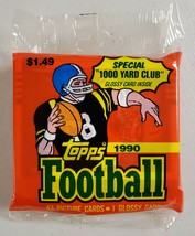 1990 Topps Football New Sealed Jumbo Cello Pack 43 Cards & 1 Glossy* - $14.38