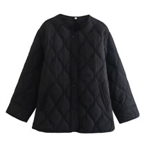 ZACK RAIN Women Green Quilted Cotton Jacket Check 2023 Fall/Winter Vintage O-nec - £55.02 GBP