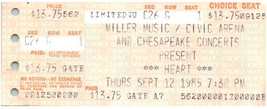 Vintage Heart Ticket Stub September 12 1985 Civic Arena Pittsburgh - £19.48 GBP