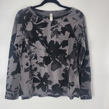 Lole Sweatshirt M Womens Grey Black Geometric Print Long Sleeve Pullover... - $26.62