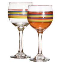 Mambo Fiesta Striped Wine Glasses Goblets, 10 Oz. - $391.14 MXN
