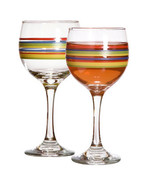 Mambo Fiesta Striped Wine Glasses Goblets, 10 Oz. - £16.77 GBP